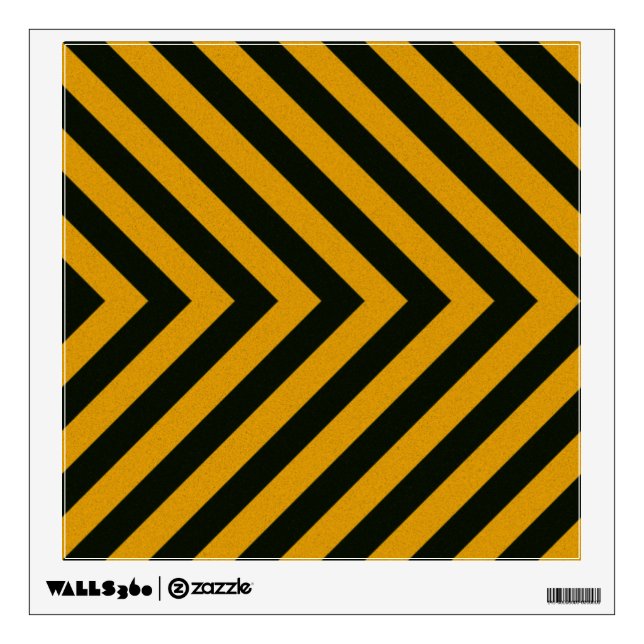 Chevron Yellow Black Hazard Stripes Wall Sticker (Front)