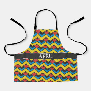 Chevron Yellow Blue Minimal Pattern Apron