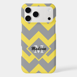 Chevron yellow gray pattern lines stripes Monogram iPhone 17 Pro Max Case