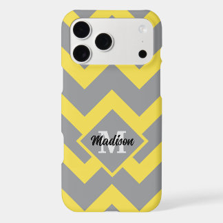 Chevron yellow gray pattern lines stripes Monogram iPhone 17 Pro Max Case