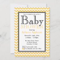 Chevron Yellow & White Baby Shower Invitations