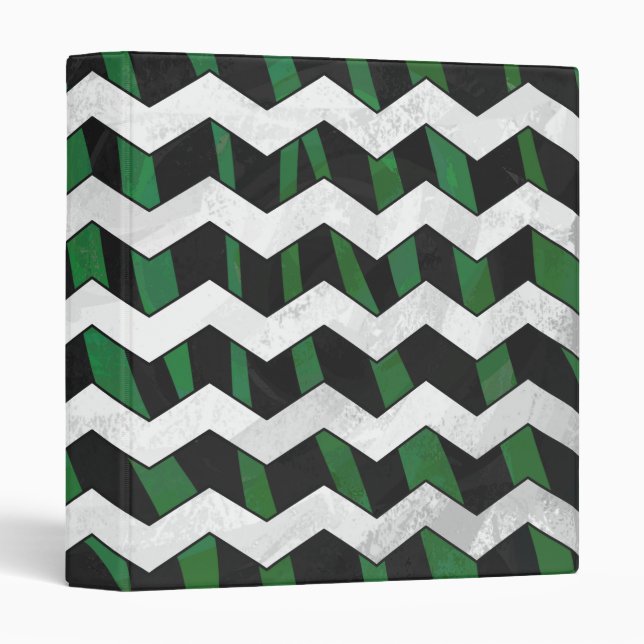 Chevron Zebra Black and Green Print Binder (Front/Spine)
