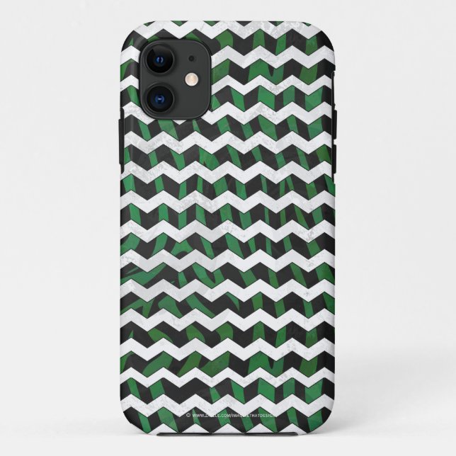 Chevron Zebra Black and Green Print Case-Mate iPhone Case (Back)