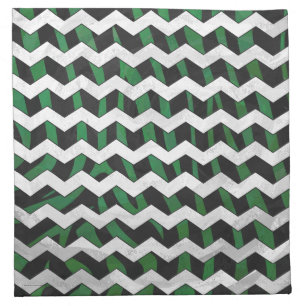 Chevron Zebra Black and Green Print Cloth Napkin
