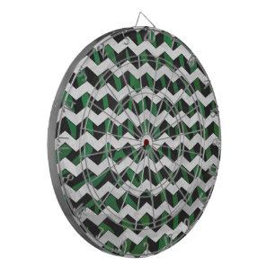 Chevron Zebra Black and Green Print Dart Board