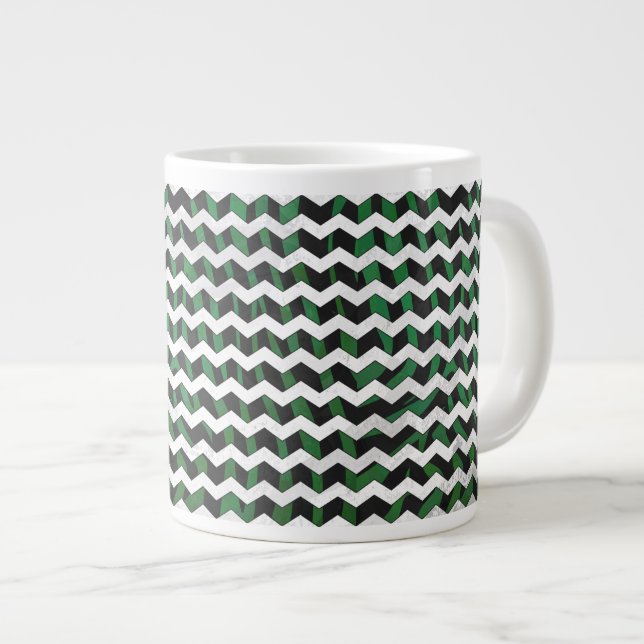 Chevron Zebra Black and Green Print Giant Coffee Mug (Front Right)