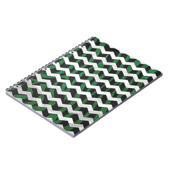 Chevron Zebra Black and Green Print Notebook (Left Side)