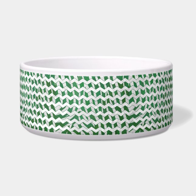 Chevron Zebra Green and White Print Bowl (Right)