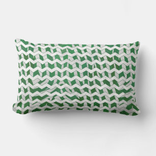 Chevron Zebra Green and White Print Lumbar Pillow