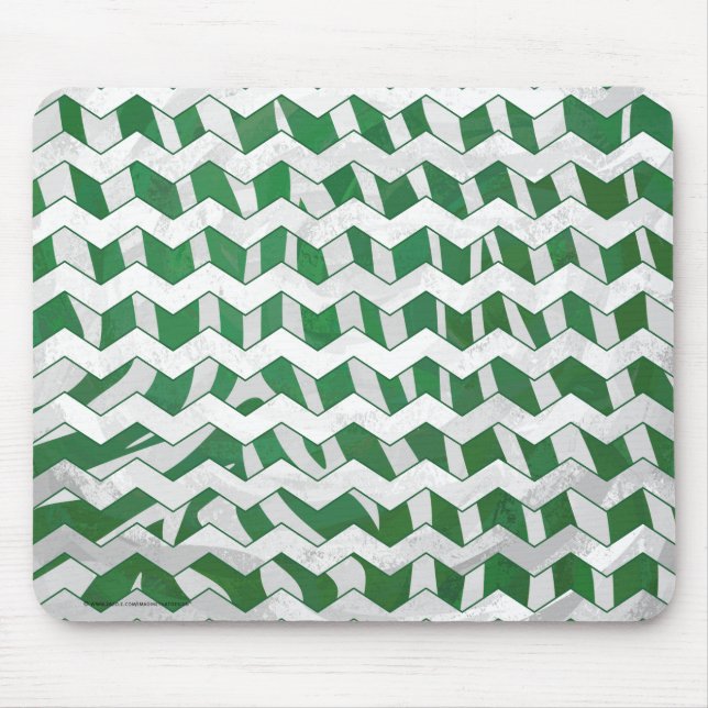 Chevron Zebra Green and White Print Mouse Pad (Front)