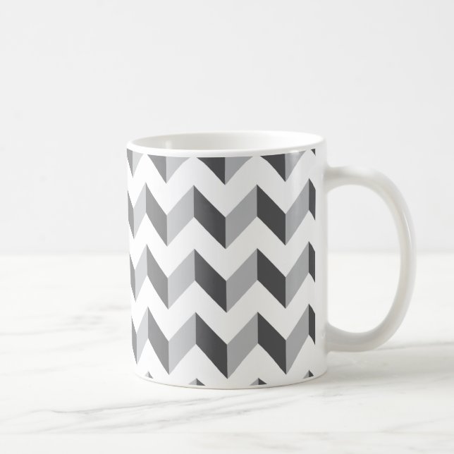 Chevron Zig Zag Grey Coffee Mug (Right)