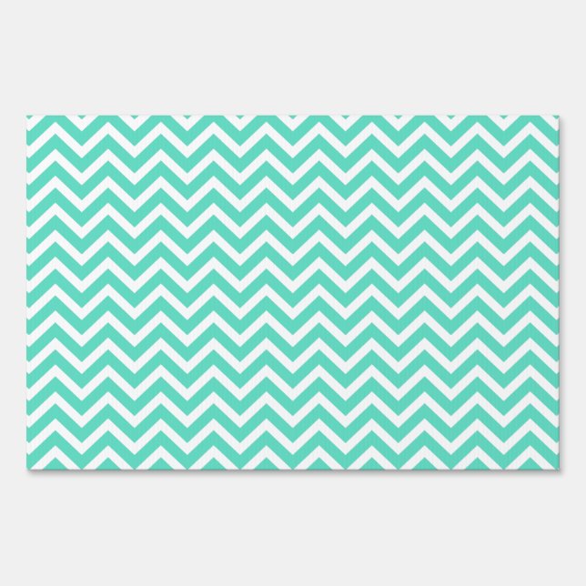 Chevron Zig Zag in Aqua Blue Yard Sign (Front)