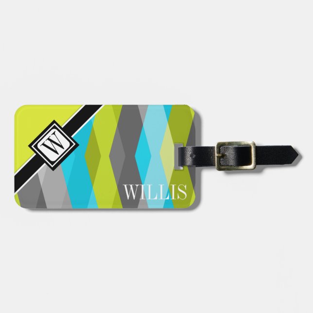 Chevron Zig Zag Monogram  Luggage Tag (Front Horizontal)