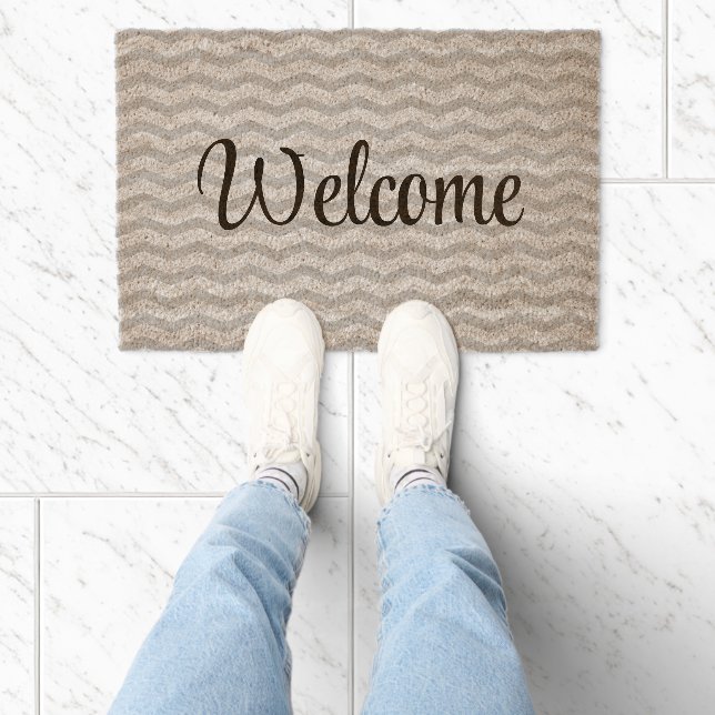 Chevron Zig Zag pattern coco coir fiber doormat (Insitu)