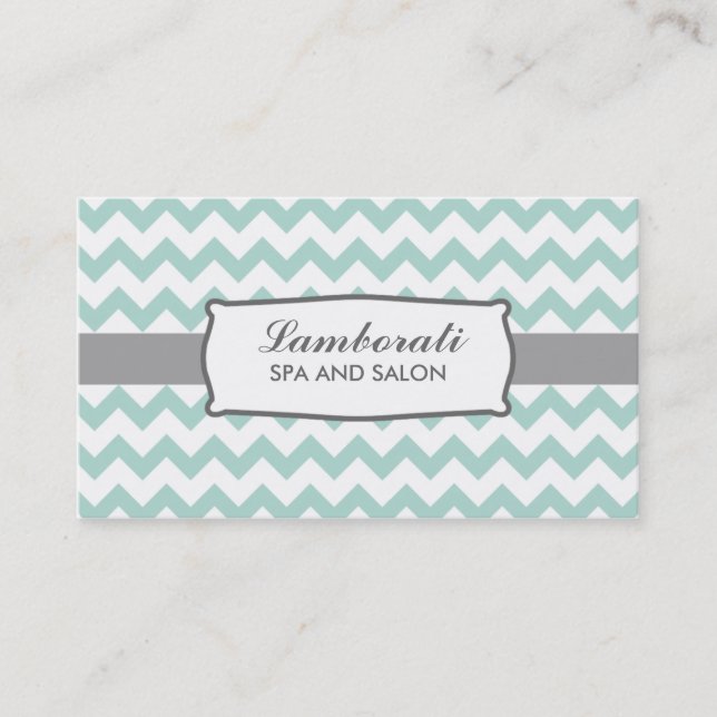 Chevron Zig Zag Pattern Elegant Green Groupon Business Card (Front)