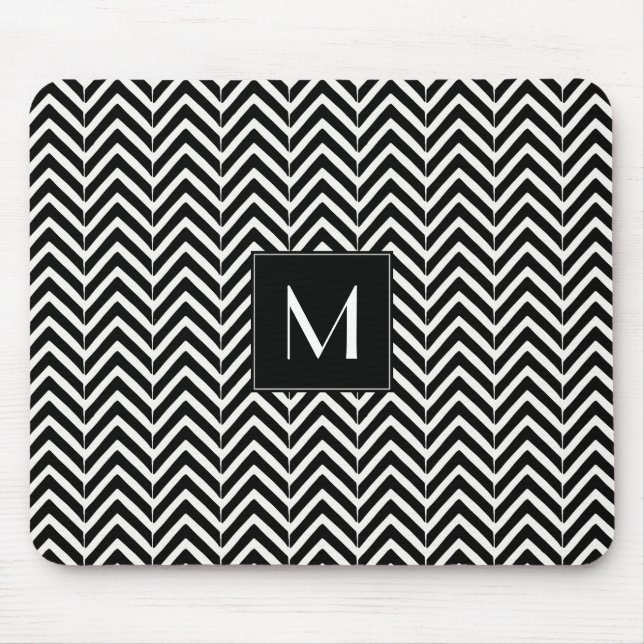 Chevron Zig Zag Pattern monogram Mouse Pad (Front)