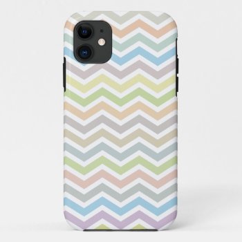 Chevron Zig Zag Pattern - Soft Muted Colors Iphone 11 Case by inkbrook at Zazzle