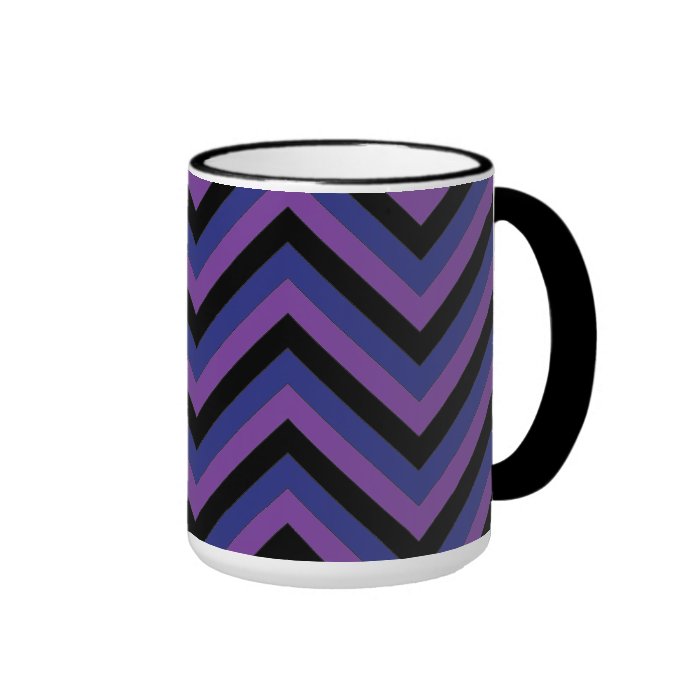 Chevron Zig Zag Purple Black and Blue Pattern Coffee Mugs