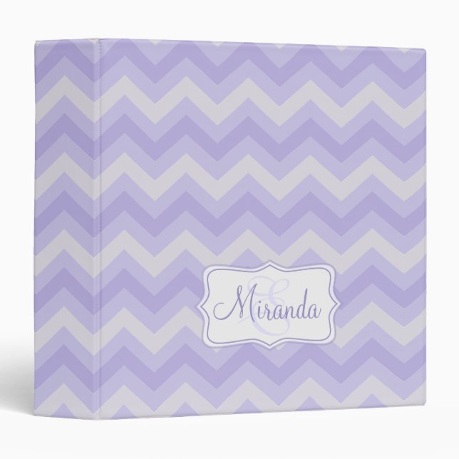 Chevron zig zag purple grey named binder folder (Front/Spine)