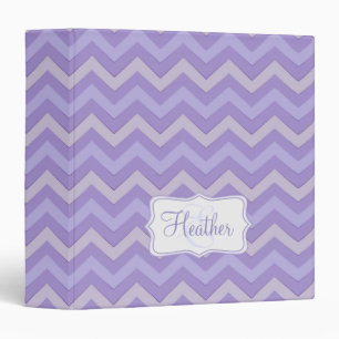 Chevron zig zag purple grey named binder folder