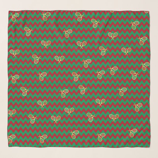 Chevron Zig Zag Ruby Red Green Christmas Tennis   Scarf (Front)