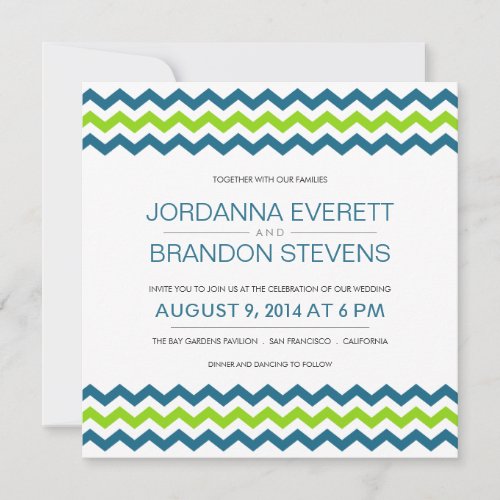 Chevron Zig-Zag Square Wedding Invitations