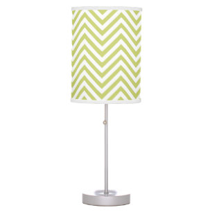 Chevron Zig Zag Stripe Pattern in Lime Green White Table Lamp