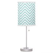 Chevron Zig Zag Striped Pattern in Aqua Blue White Table Lamp (Left)