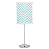 Chevron Zig Zag Striped Pattern in Aqua Blue White Table Lamp (Back)