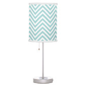 Chevron Zig Zag Striped Pattern in Aqua Blue White Table Lamp (Right)