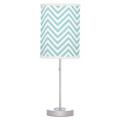 Chevron Zig Zag Striped Pattern in Aqua Blue White Table Lamp (Front)