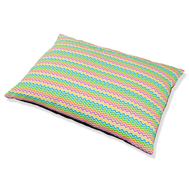 chevron zig zag stripes pattern lines colorful pet bed (Angled)
