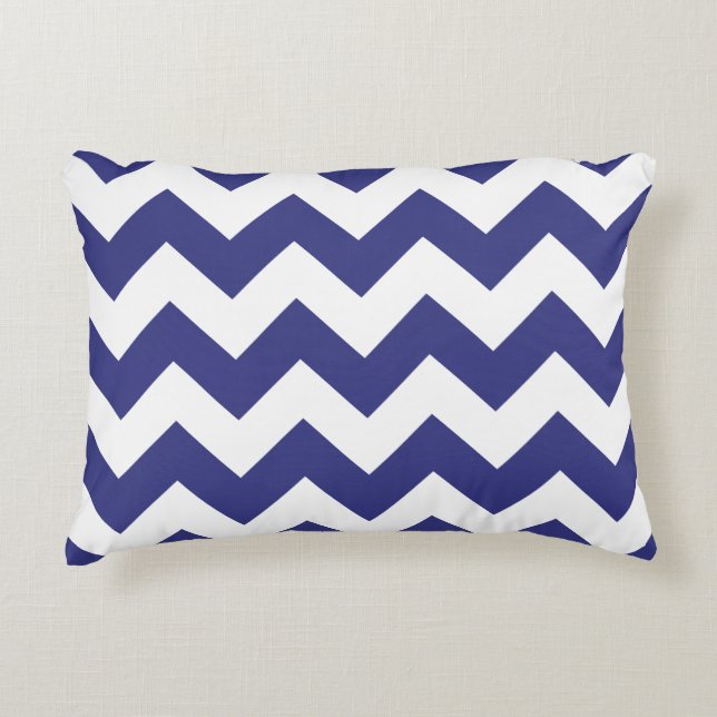 Chevron Zigzag Accent Pillow - Royal Blue (Front)