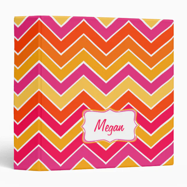 Chevron zigzag colorful name binder folder | Zazzle