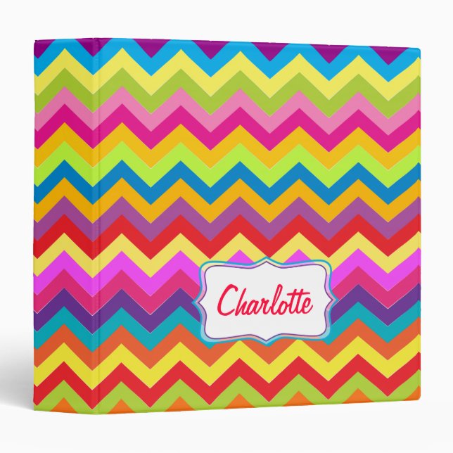 Chevron zigzag colorful name binder folder (Front/Spine)