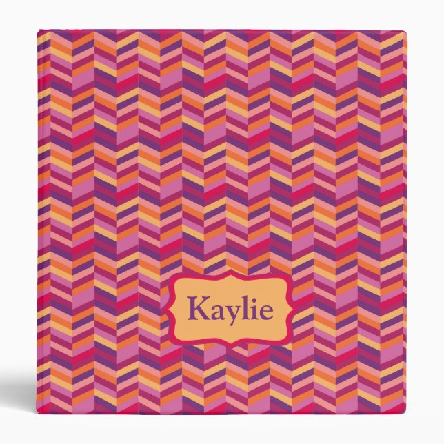 Chevron zigzag colorful name binder folder (Front)