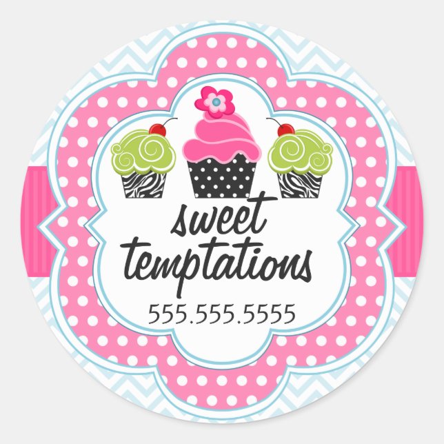 Chevron Zigzag Cupcake Bakery Box Seals (Front)