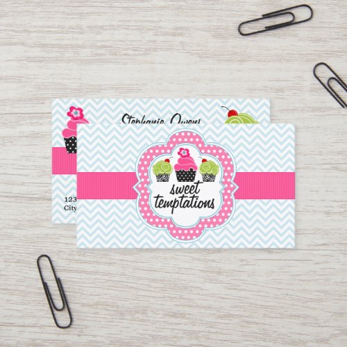 Chevron Zigzag Cupcake Bakery Business Card Templates