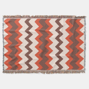 Chevron zigzag design natural red pink brown throw blanket