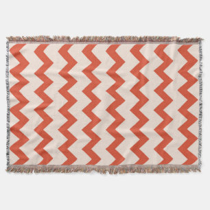 Chevron zigzag design natural red pink throw blanket