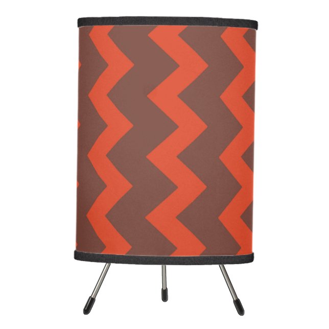 Chevron zigzag design red brown tripod lamp (Front)