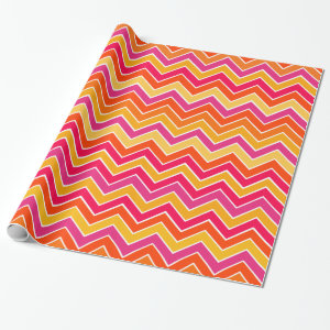 Chevron zigzag everyday pink yellow pattern gift wrap paper