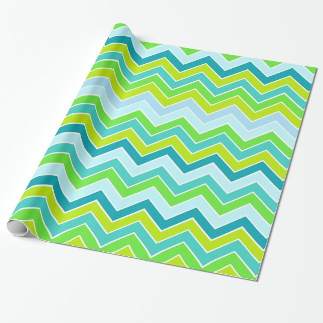 Chevron zigzag everyday teal aqua green pattern wrapping paper (Unrolled)
