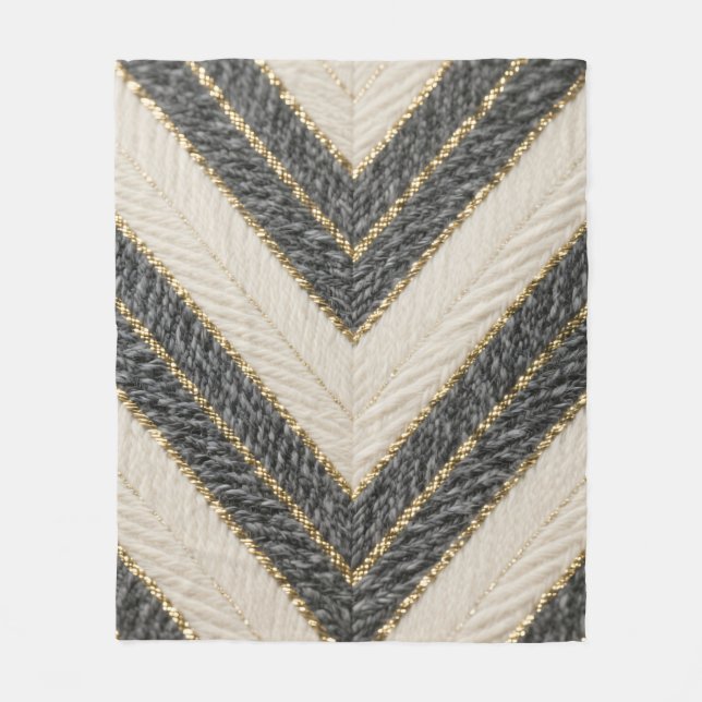 Chevron Zigzag Glam Pattern Fleece Blanket (Front)