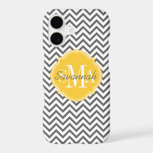 Chevron Zigzag Gray Pattern Monogram iPhone 17 Case