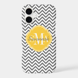Chevron Zigzag Gray Pattern Monogram iPhone 17 Case
