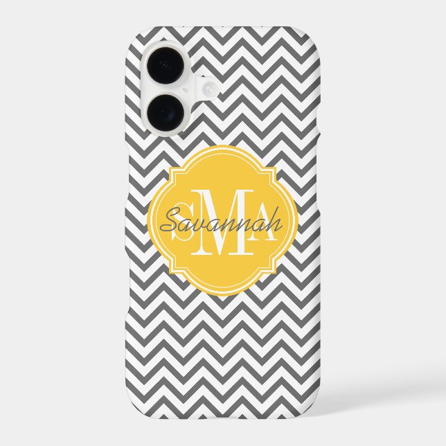 Chevron Zigzag Gray Pattern Monogram Case-Mate iPhone Case (Back)