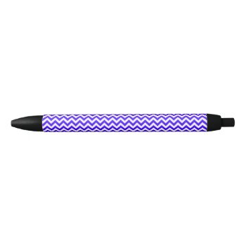 Chevron Zigzag Lines Electric Ultramarine Black Ink Pen by Kullaz at Zazzle