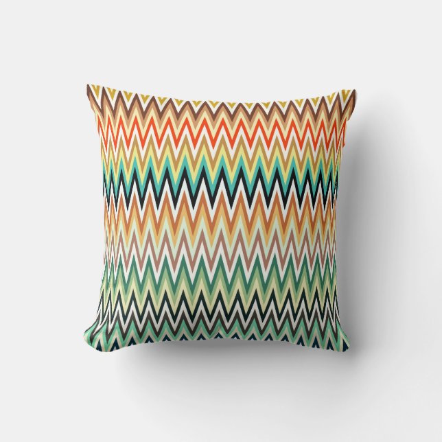 Chevron Zigzag Multicolor Pattern Throw Pillow (Front)