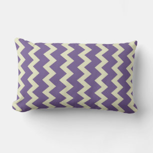 Chevron zigzag natural pale green bright purple lumbar pillow